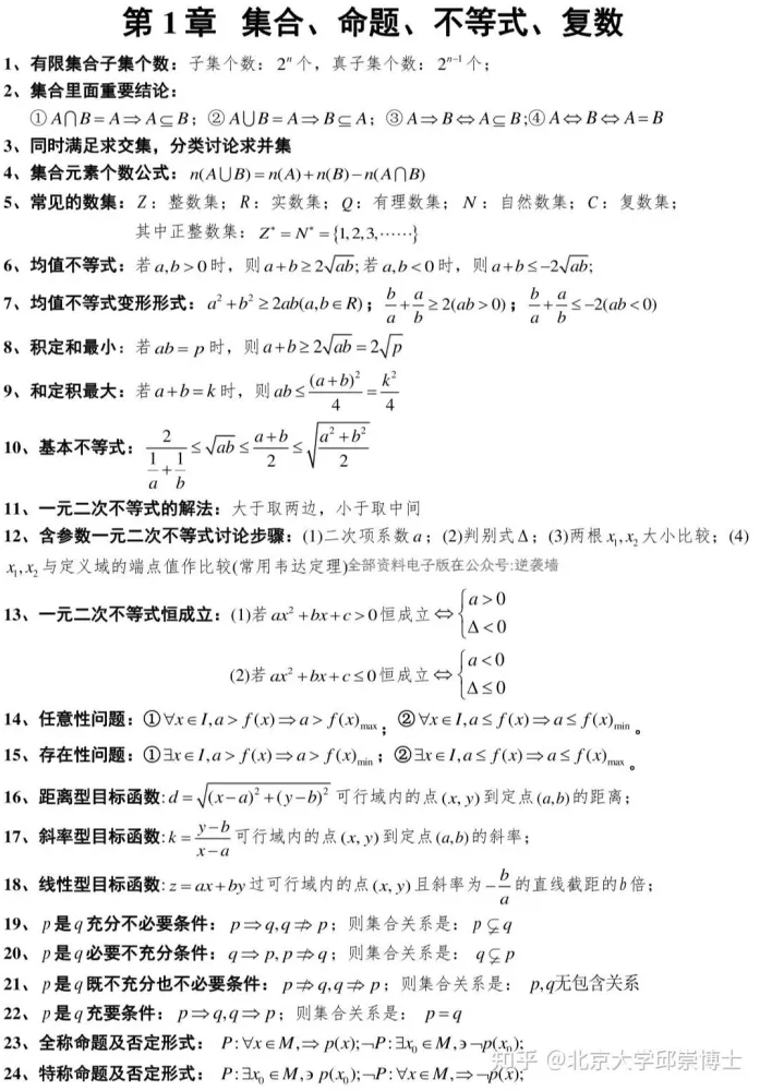 高中数学289个必备数学公式