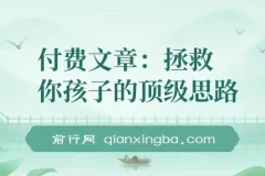 付费文章：拯救你孩子的顶级思路，彻底聊透他的学业、事业、未来，含金量满满