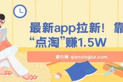 最新app拉新！靠“点淘”赚1.5W！听完课程就能操作！学不会来打我！