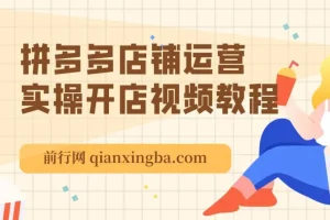拼多多店铺运营实操开店视频教程，拼多多实操开店视频教程大全下载