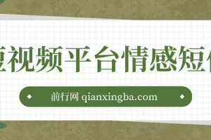 短视频平台情感短信，冷门暴利项目，小白月入万元