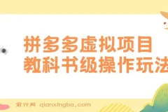 拼多多店铺虚拟项目，教科书式操作玩法，轻松月入1000+