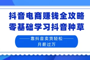 抖音电商赚钱全攻略：零基础学习抖音种草，靠抖音卖货轻松月薪过万！