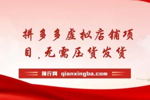 拼多多虚拟店铺项目，无需压货发货，自动回复，小白从0到1，半个月内日入200+