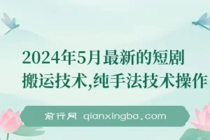 2024年5月最新的短剧搬运技术，纯手法技术操作