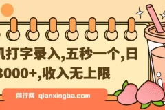 手机打字录入，五秒一个，日入 3000+，收入无上限