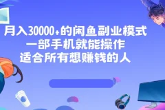 月入30000+的闲鱼副业模式，一部手机就能操作，适合所有想赚钱的人！