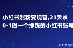 【精】小红书涨粉变现营，21天从0-1做一个挣钱的小红书账号