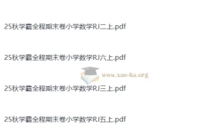 25秋学霸全程期末卷小学数学RJ1-6上（抢先版）