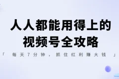 人人都能用得上的视频号全攻略，每天7分钟，抓住红利赚大钱！