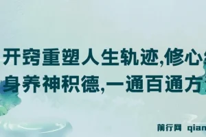 某付费文《开窍重塑人生轨迹，修心练身养神积德，一通百通方法论》