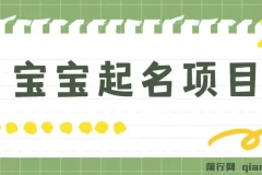 宝宝起名项目，巨暴利 每单都是纯利润，0基础躺赚月入9000+