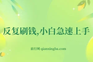 反复刷钱，小白急速上手，一个小时30元，实操教程