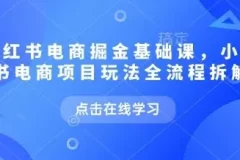【小红书电商掘金课，小红书电商项目玩法全流程拆解】