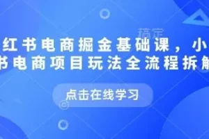 【小红书电商掘金课，小红书电商项目玩法全流程拆解】