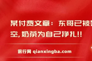 某付费文章：东哥已被架空，奶茶为自己挣扎!!
