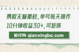 携程无脑搬砖项目，可矩阵可放大