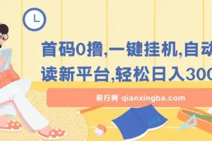 首码0撸，一键挂机，自动阅读新平台，轻松日入300+