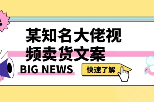 某知名大佬视频卖货文案