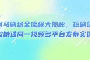河马剧场爆款短剧实操课：同一视频可多平台发布