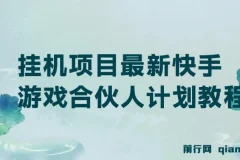 挂机项目最新快手游戏合伙人计划教程
