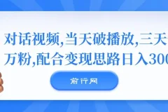 对话视频，当天破播放，三天一万粉，配合变现思路日入300+
