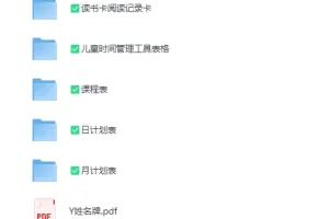 《各类计划表+姓名牌+阅读记录卡+时间管理工具表+课程表合集》[PDF][203.6MB]