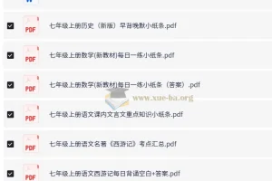 2025版初中7-9年级上下册各科早背晚默小纸条(1.1GB)