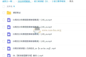 陈杰 2025 初三数学中考数学密训班