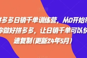 拼多多日销千单训练营，零基础也可以快速复制