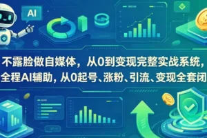 【精】不露脸做自媒体，从0到变现完整实战系统，全程AI辅助，从0起号、涨粉、引流、变现全套闭环