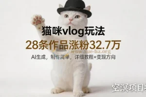 猫咪vlog玩法 AI生成 制作简单 详细教程+变现方向