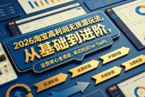 【精】2026淘宝高利润无货源玩法，从基础到进阶，运营核心全流程，单店利润1w-5w内