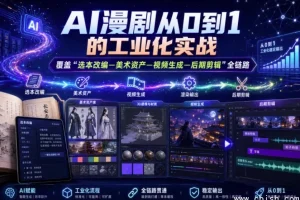 AI漫剧从0到1工业化实战课程下载：覆盖选本改编美术资产视频生成后期剪辑全链路课程