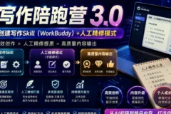 【精】AI写作陪跑营3.0，Ai智能体创建写作skill（workbuddy）+人工手写模式（手搓模式），去除AI痕迹（头条号、公众号、百家号）